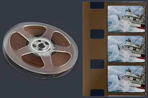 Regular 8mm reel and vertical film strip